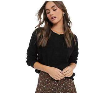 Brave soul boxy, scoop, neck, black sweater, long sleeve with back zipper size L